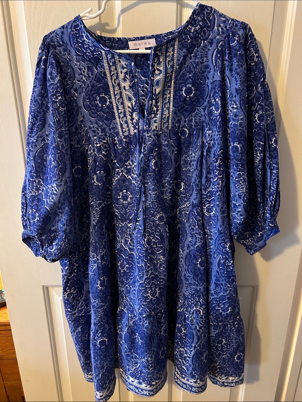 Marea Blue Floral Print Mini Dress